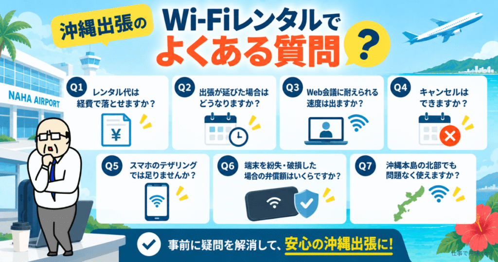 沖縄出張のWi-Fiレンタルでよくある7つの質問をまとめた図解