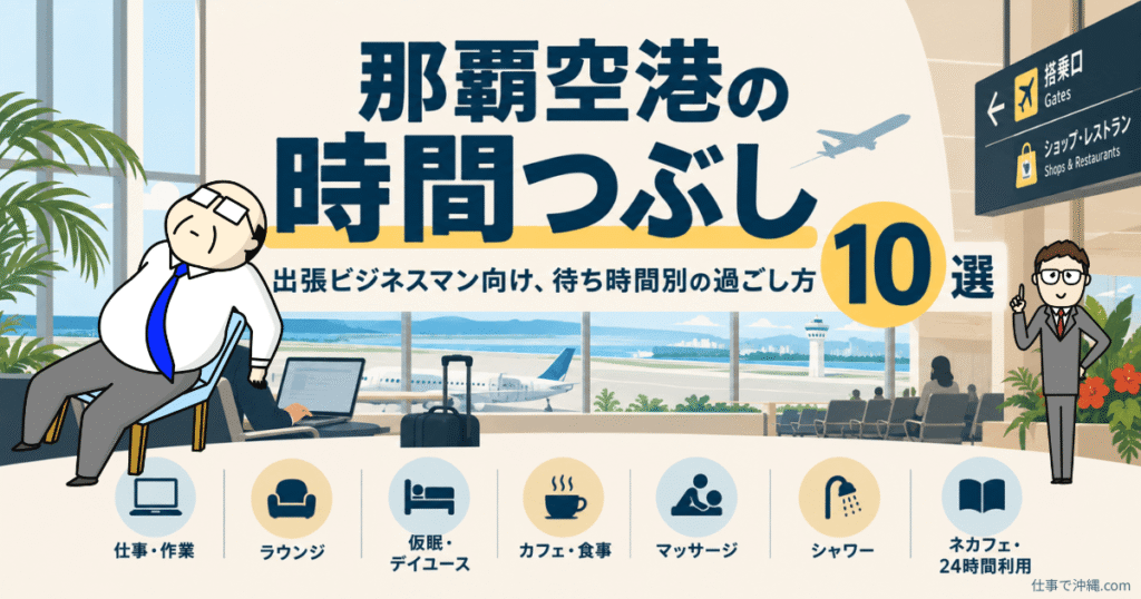那覇空港の時間つぶし10選|出張ビジネスマン向けの仕事・休息・食事・マッサージなど待ち時間別の過ごし方