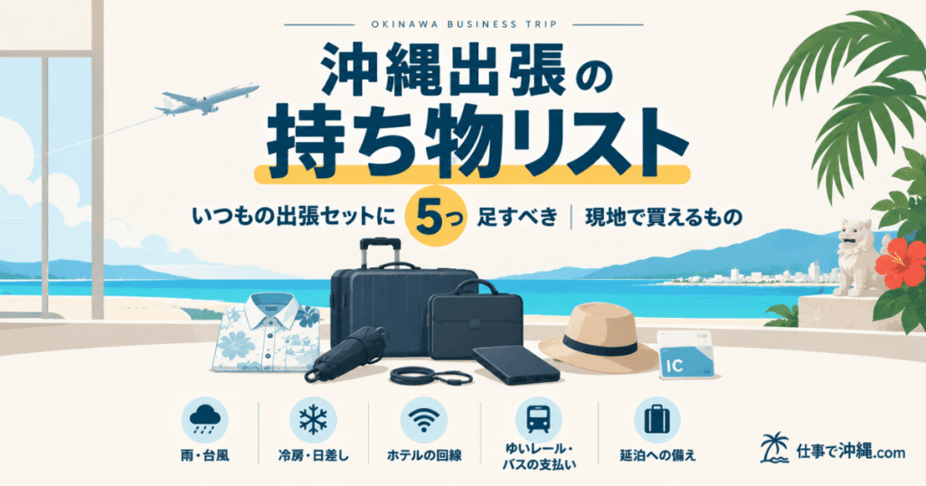 沖縄出張の持ち物リスト|いつもの出張セットに足すべき5つと現地で買えるもの